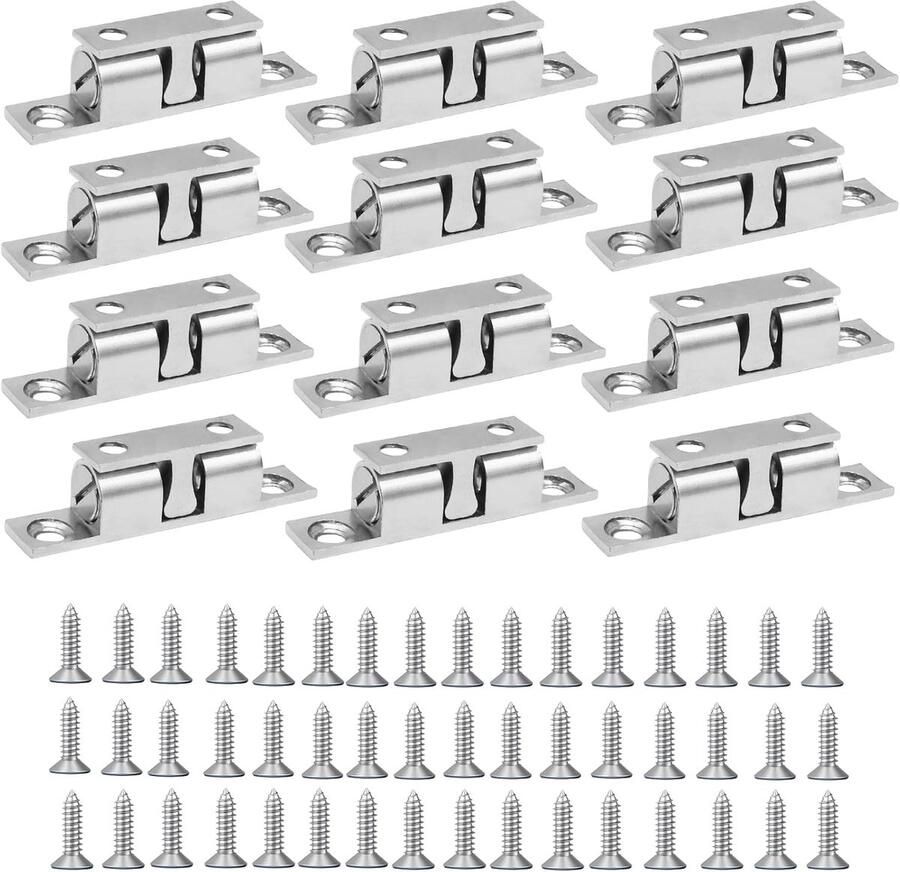Famanu 12 stuks kogelsluiters 50 mm verstelbare dubbele kogelsnappers kastsnapper met schroeven geschikt voor meubels kasten kledingkasten deuren laden