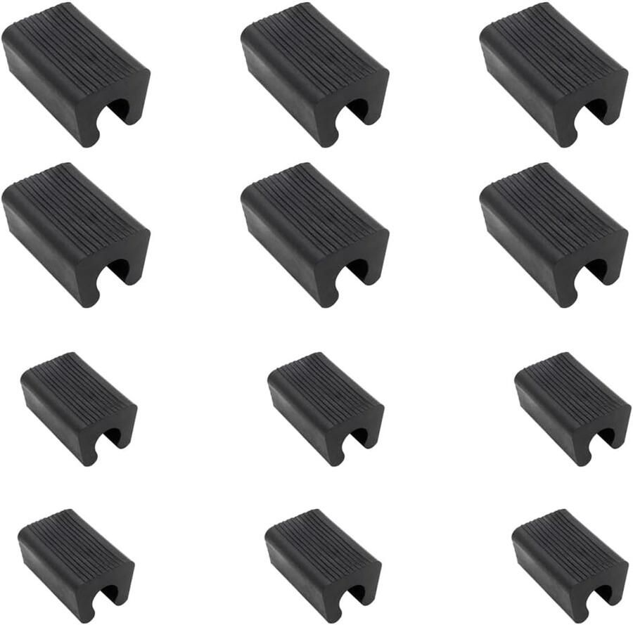 Famanu 12 stuks kunststof klemschalen stoelglijders voor cantilever stoelglijders vloerbeschermers meubelglijders voor ronde buizen (8 mm 10 mm zwart)