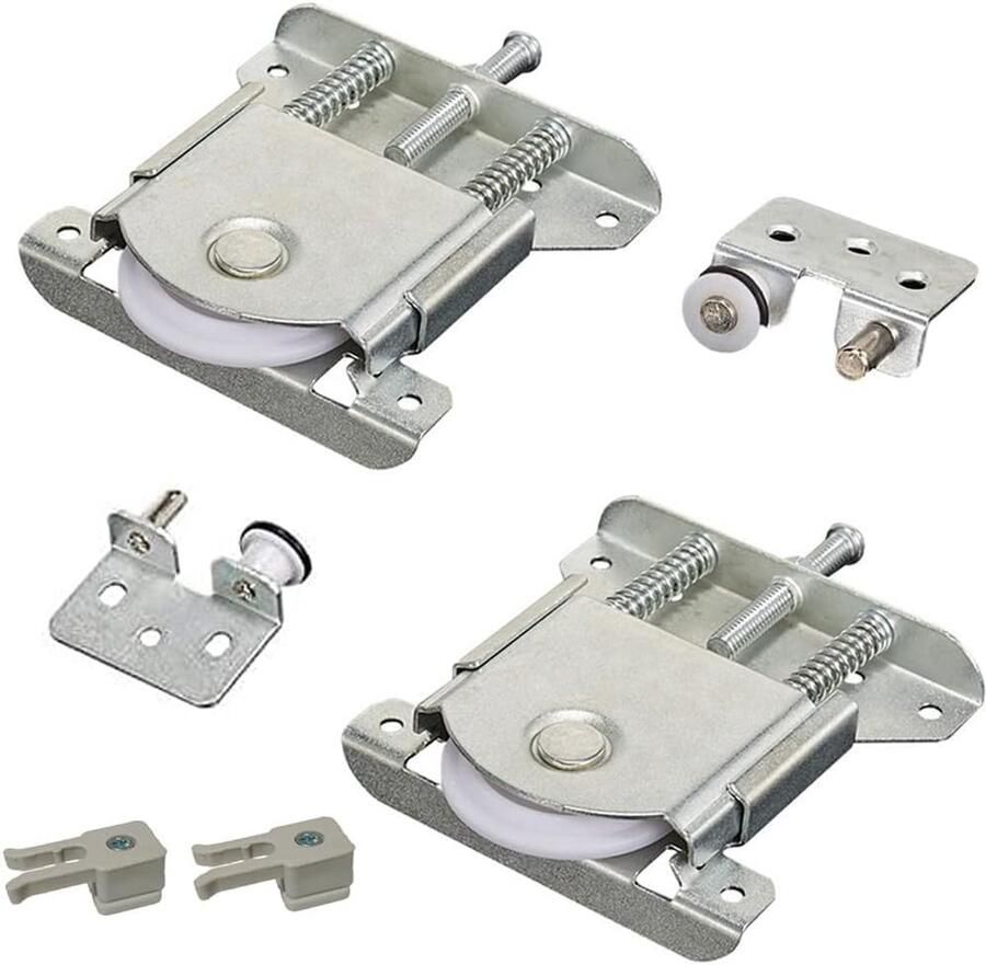 Famanu 2 stuks schuifdeur kledingdeur onderdelen schuifdeur kledingdeur kit vervanging voor schuifkast deur wielen schuifdeur geleiders rollen compatibel met Stanley Spacepro iSpace kledingkast kast deur