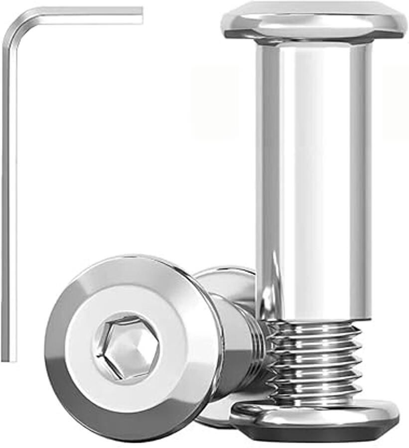 Famanu 20 stuks verbindingsschroeven M4 x 25 mm hulsschroeven roestvrij staal A2 V2A meubelschroeven kastconnector met inbussleutel voor kasten houten planken