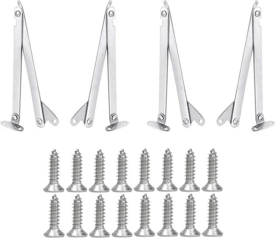 Famanu 4 Stukken Deur Dekselsteun Klapscharnier Klephouder Verstelbaar Deksel-Steunscharnier voor Kast Kastdeur Met Soft Close