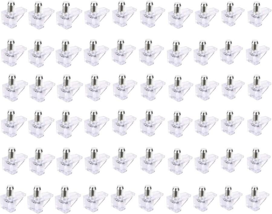 Famanu 60x transparante plank kast boekenkast steunpennen Studs PEG-plug diameter 5 mm voor keuken hardware planksteun doorzichtige plastic glasplaatjes vitrine boekenkast