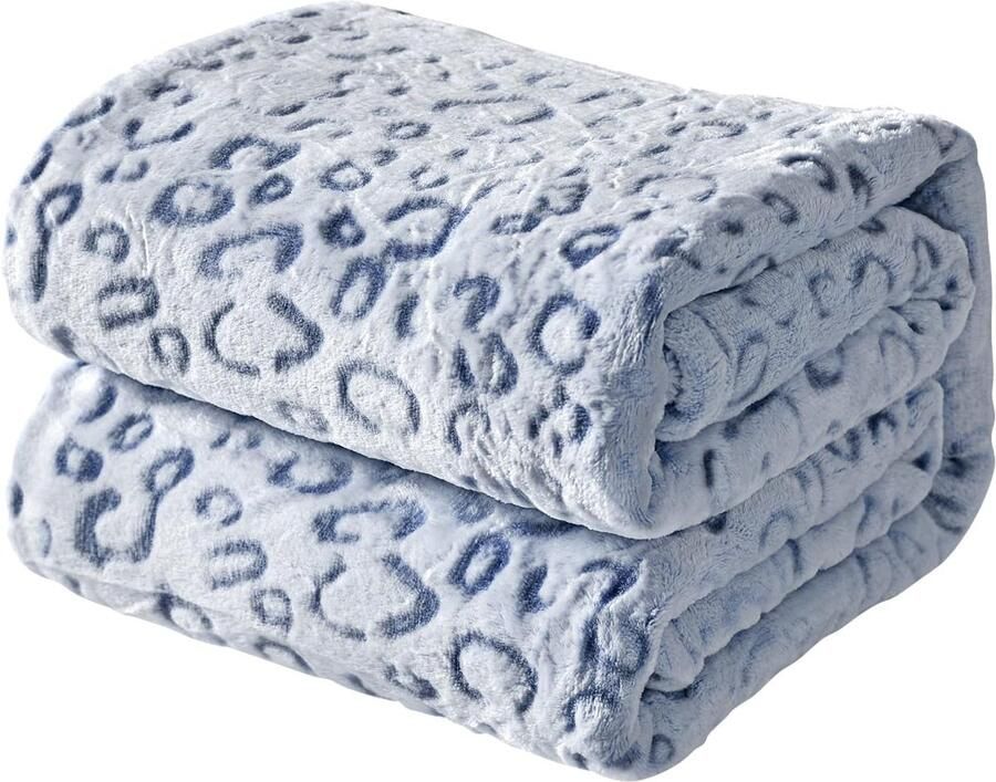 Famanu Deken met cheetah-print blauwe luipaarddeken pluizige zachte plaid voor op de bank 127 x 152 cm