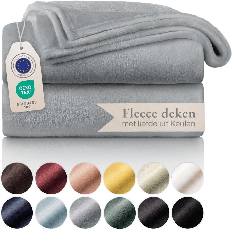 Famanu Fleece Deken Microvezel 150 x 200 cm Grijs Zachte Hoogwaardige Plaid Sprei voor Bank & Woonkamer