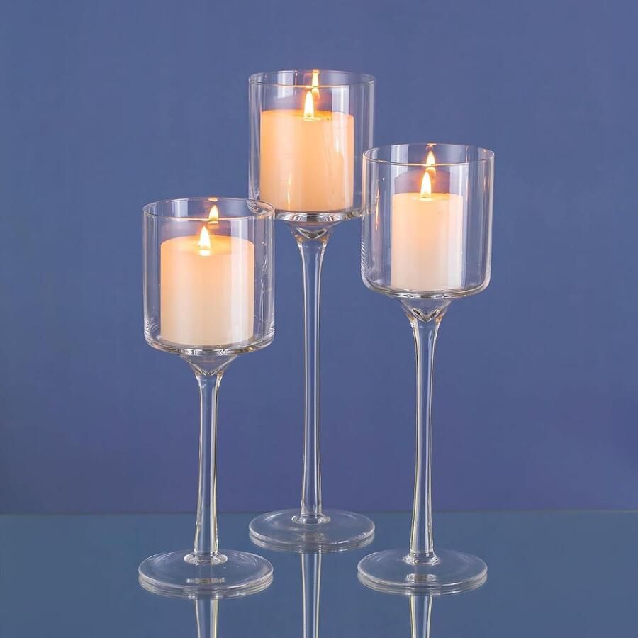 Famanu Kandelaar Houder voor Drijven Theelicht Kaarsen Hoog Elegant Ontwerp Bruiloft Eettafel Middenstuk Home Mantel Decor 20 23 26cm Set van 3