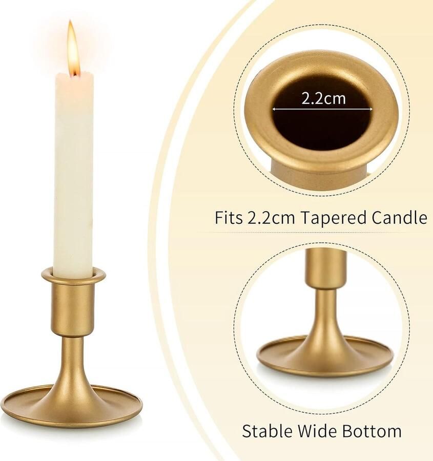 Famanu Kandelaar Houders Taper Kaarsenhouders Romadedi Gouden Kaarsenstok Kaarsenhouder voor Tafel Middenstuk Bruiloftsreceptie Feestelijke Kerst Mantel Decoratie of Woondecoratie Set van 2