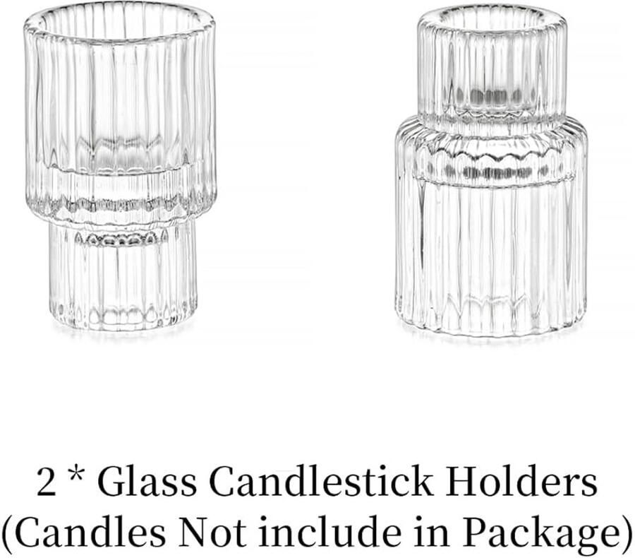 Famanu Kandelaars Houder Set Van 2 Helder Glas Kandelaars Voor Kaarsenstandaard Kaarsen Kleine Kaarsenhouder Voor Kamer Decoratie Decoratieve Kandelaars Houder Voor Eettafel Decoratie