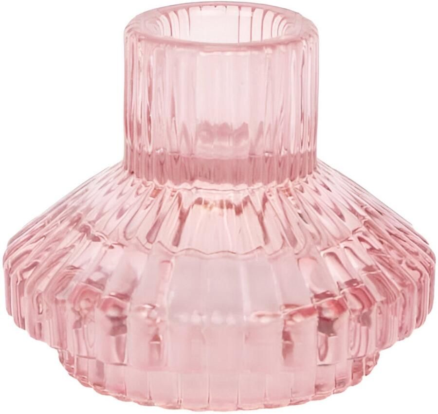 Famanu Roze Glazen Kandelaar Houder Kleine Geribbelde Kaars Stand Voor Diner Kaarsen Kerst Tafel Decoratie Woondecoratie Acce