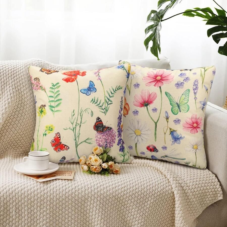 Famanu Set van 2 waterdichte kussenhoezen voor bank 40 x 40 cm buitenkussenovertrekken voor bankkussen slaapzaal balkon terras decoratie