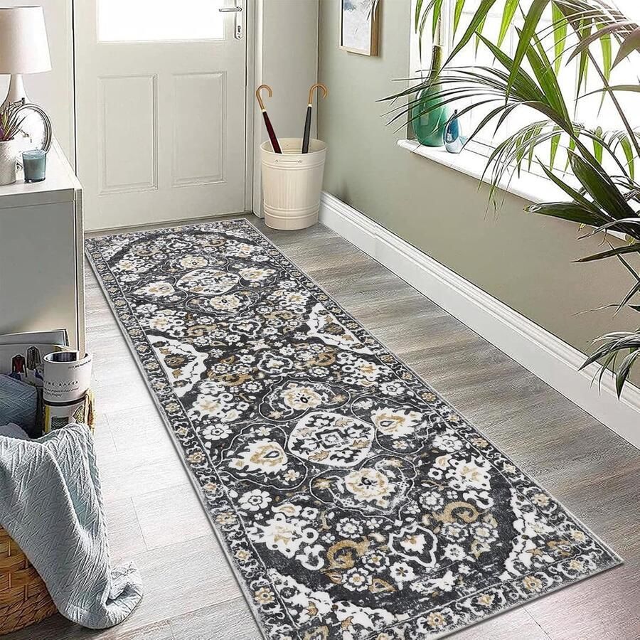 Famanu Tapijtloper 60 x 180 cm antislip gangloper deurmat ruig zacht keukentapijt machine wasbaar tapijt vloermat voor de ingang wasruimte slaapkamer trap en badkamer