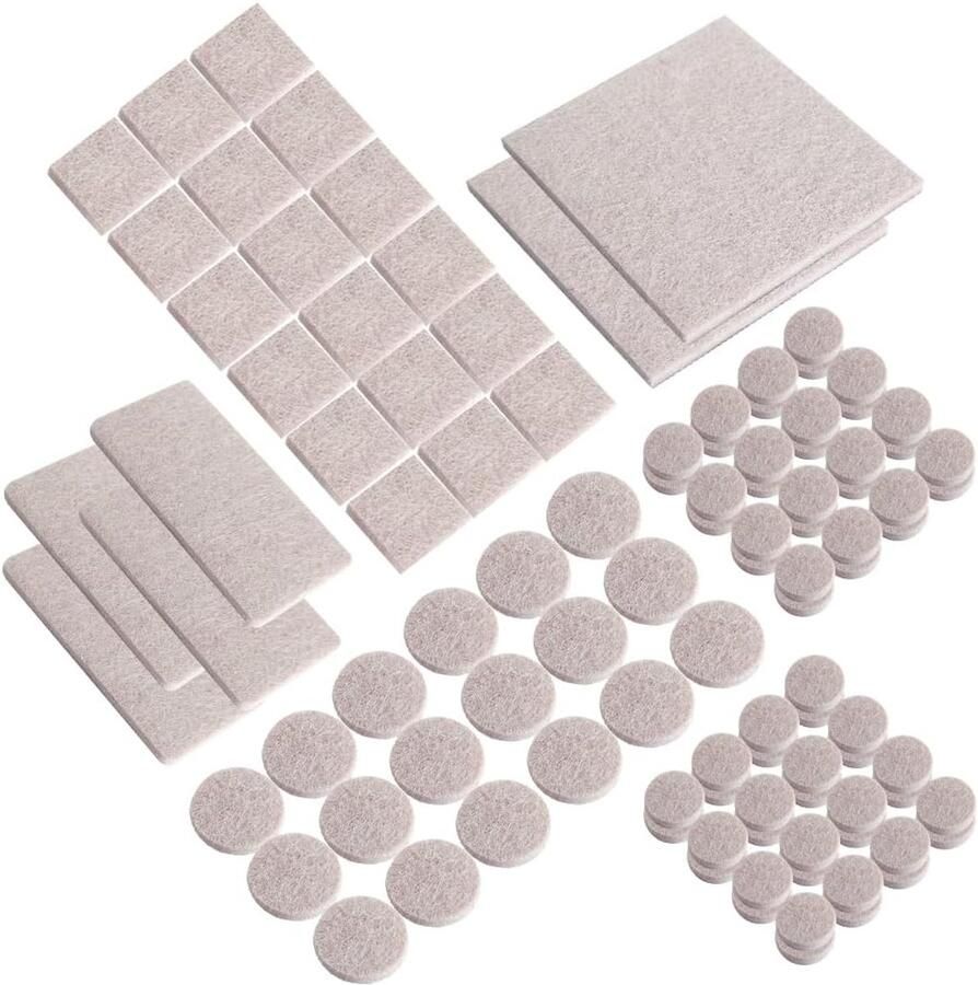 Famanu Vilten meubelpads 106 stuks meubelpads zelfklevende vilten stoelkussens anti-kras vloerbeschermers voor meubelpoten stoel benen meubels vilten pads voor houten vloeren beige