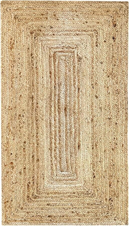 Famanu Vloerkleed Van Jute Tapijt Alhambra Natuurlijk 100% Natuurlijk Tapijt Van Jute Handgeweven Vloerkleed Voor Woonkamer Slaapkamer Eetkamer Gang Ingang (150x80cm)