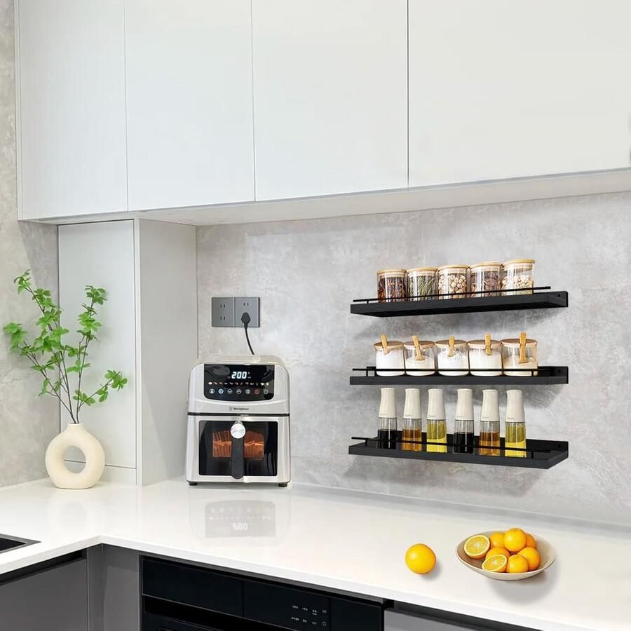 Famanu Wandrek voor badkamer en keuken 3 etages houten rek voor slaapkamer woonkamer