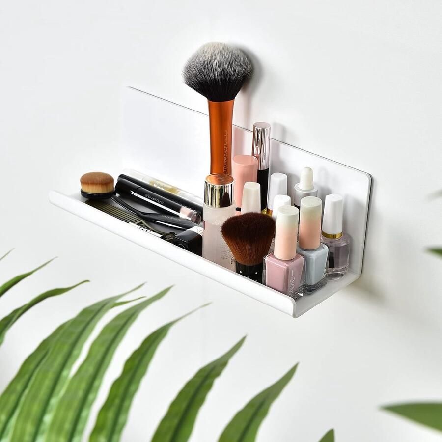 Famanu Wandrek zonder boren wandrek acryl 2 stuks zwevende plank wit 30 cm keukenrek hangend om te lijmen zwevend boekenkast fotolijst kleefrek badkamer wandplank