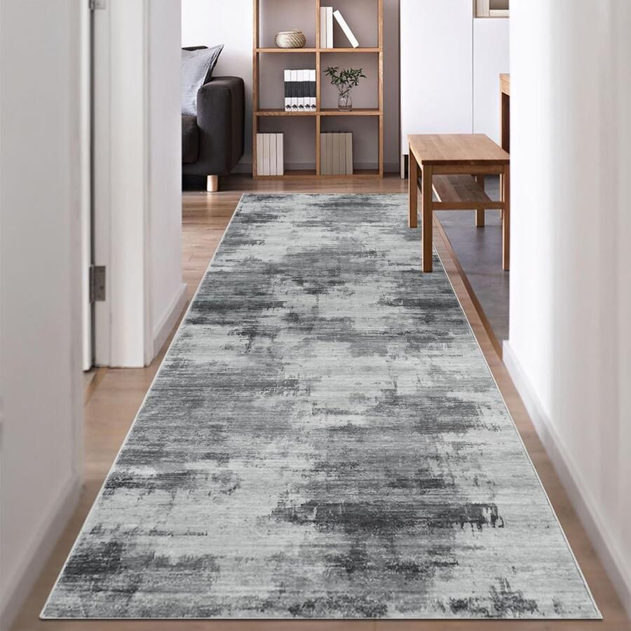 Famibay tapijt loper gang antislip 80x300cm wasbaar tapijt loper gang donkergrijs keuken loper moderne gang tapijt loper lang voor entree hal keuken slaapkamer woonkamer