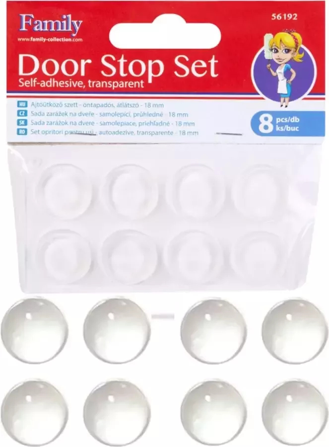 Family Pound Deurstoppers Zelfklevend Transparant 8x 18mm Stootdopjes Stootdoppen Anti Slip Dopjes Muurbescherming Deurbescherming Soft Close Kast Deurdemper BPK - Foto 2