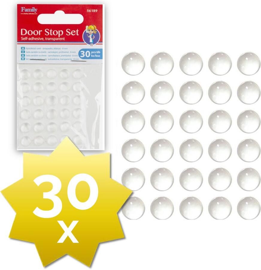 Family Pound Deurstoppers Zelfklevend Transparant 30x 8mm Stootdopjes Stootdoppen Anti Slip Dopjes Muurbescherming Deurbescherming Soft Close Kast Deurdemper BPK