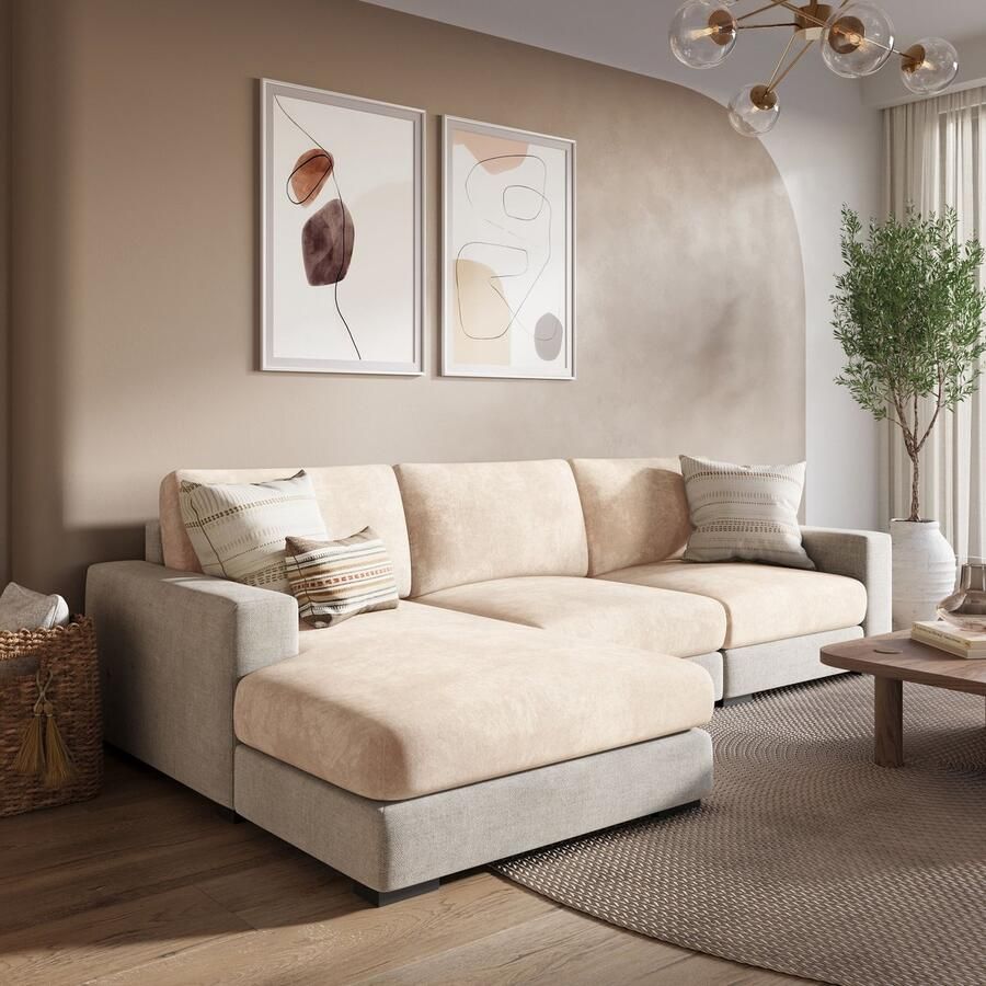 FancySofas Bankhoes Chenille Zitkussenhoes Machinewasbaar & Stretchy Bankhoezen voor Hoekbank Hondendeken bank Hondenkleed Bankbeschermer Zetelhoes Zetelovertrek Sofa Cover 30 Dagen Risicoloos Uitproberen Ivory Beige