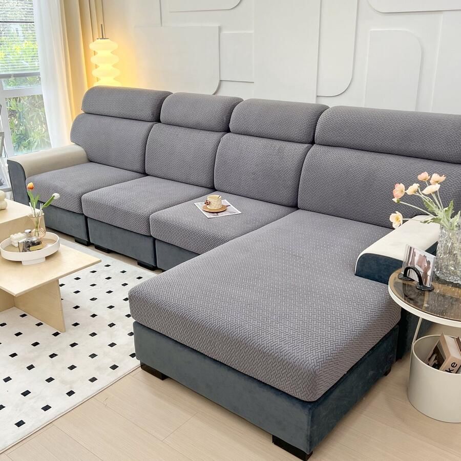 FancySofas Bankhoes Classic Chaisehoes (XL) Machinewasbaar & Stretchy Bankhoezen voor Hoekbank Hondendeken bank Hondenkleed Bankbeschermer Zetelhoes Zetelovertrek Sofa Cover 30 Dagen Risicoloos Uitproberen Elephant Grey - Foto 2
