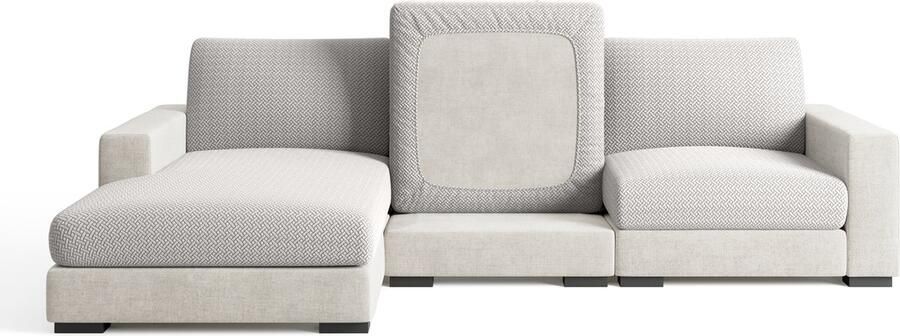 FancySofas Bankhoes Classic Zitkussenhoes (S) Machinewasbaar & Stretchy Bankhoezen voor Hoekbank Hondendeken bank Hondenkleed Bankbeschermer Zetelhoes Zetelovertrek Sofa Cover 30 Dagen Risicoloos Uitproberen Silver Grey