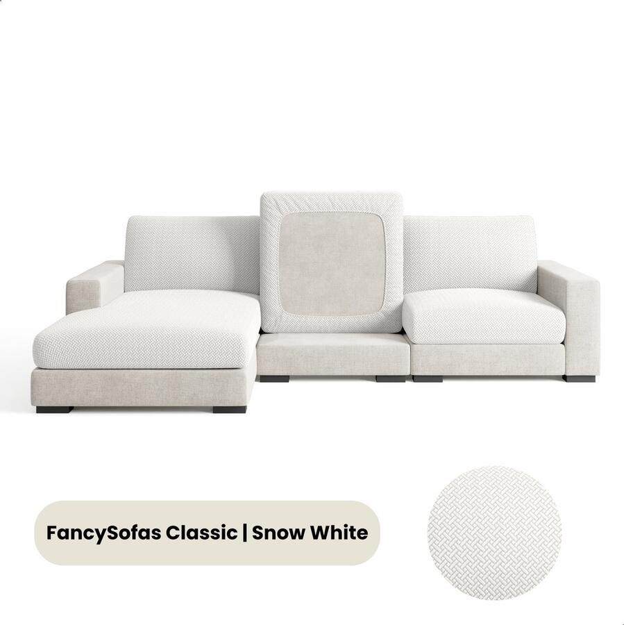FancySofas Bankhoes Classic Zitkussenhoes (XL) Machinewasbaar & Stretchy Bankhoezen voor Hoekbank Hondendeken bank Hondenkleed Bankbeschermer Zetelhoes Zetelovertrek Sofa Cover 30 Dagen Risicoloos Uitproberen Snow White