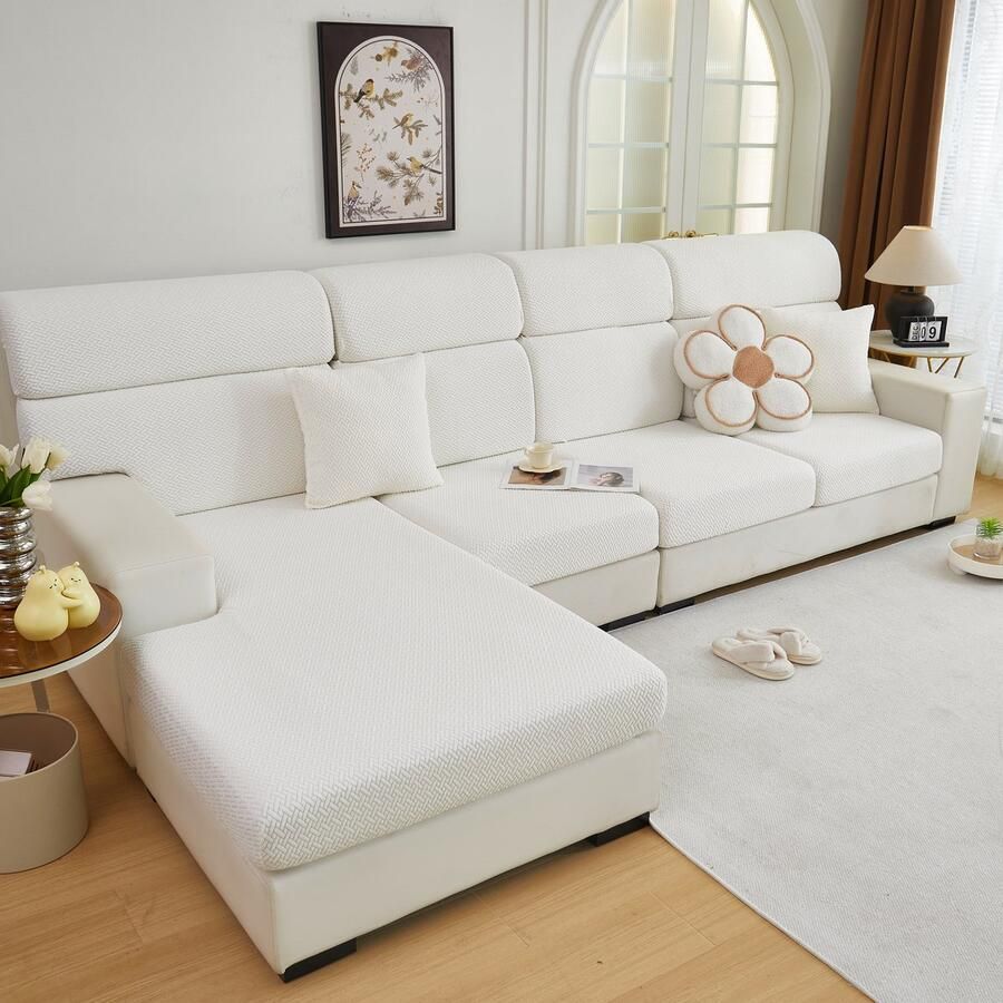 FancySofas Bankhoes Classic Zitkussenhoes (S) Machinewasbaar & Stretchy Bankhoezen voor Hoekbank Hondendeken bank Hondenkleed Bankbeschermer Zetelhoes Zetelovertrek Sofa Cover 30 Dagen Risicoloos Uitproberen Snow White