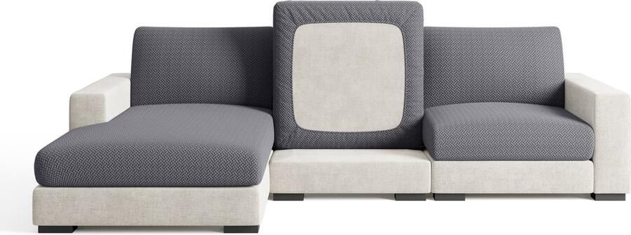 FancySofas Bankhoes Classic Rugkussenhoes (L) Machinewasbaar & Stretchy Bankhoezen voor Hoekbank Hondendeken bank Hondenkleed Bankbeschermer Zetelhoes Zetelovertrek Sofa Cover 30 Dagen Risicoloos Uitproberen Elephant Grey