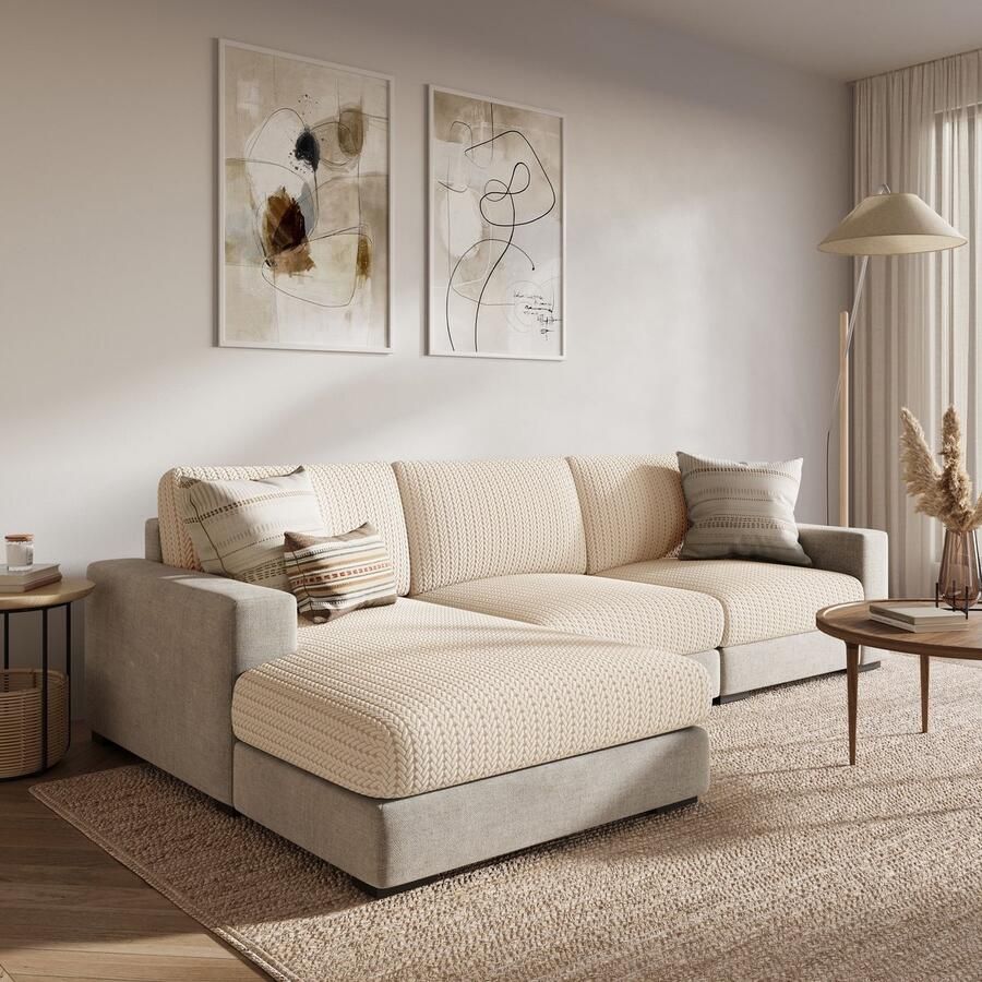 FancySofas Bankhoes Rustic Zitkussenhoes Machinewasbaar & Stretchy Bankhoezen voor Hoekbank Hondendeken bank Hondenkleed Bankbeschermer Zetelhoes Zetelovertrek Sofa Cover 30 Dagen Risicoloos Uitproberen Ivory Beige