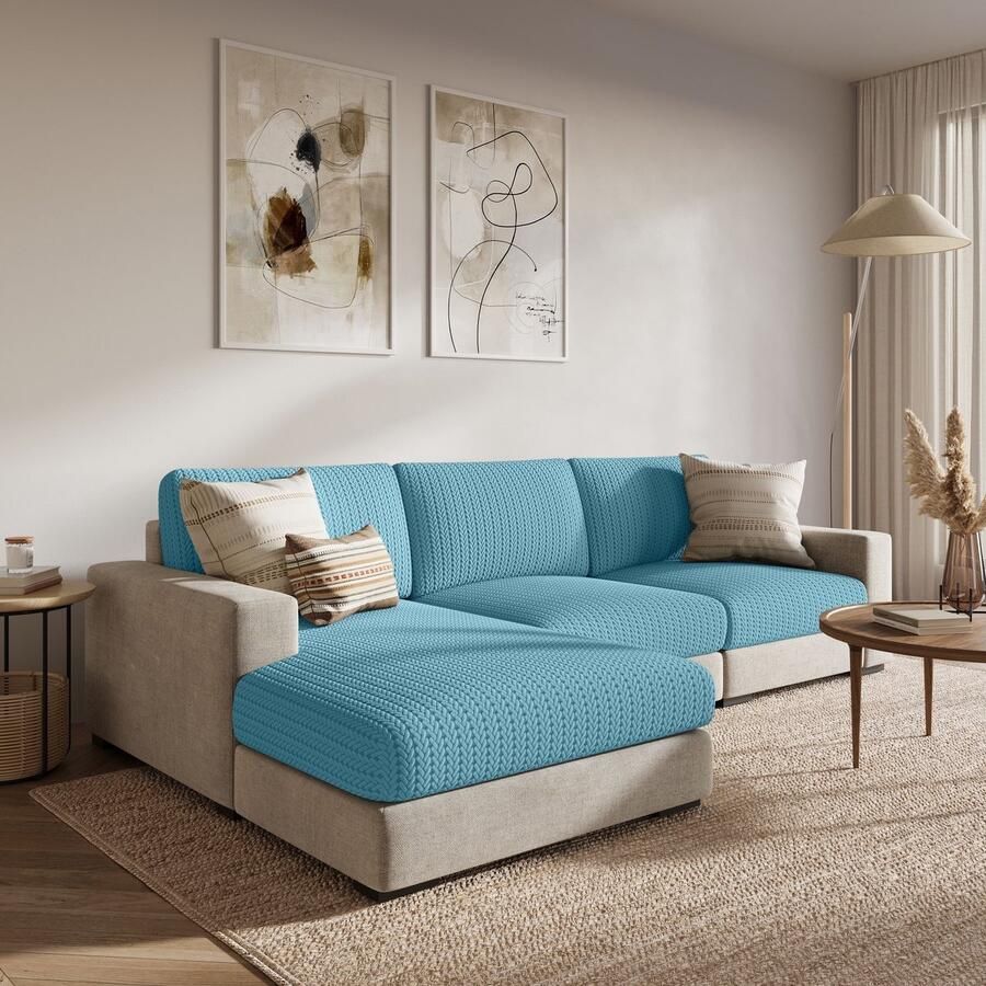 FancySofas Bankhoes Rustic Zitkussenhoes Machinewasbaar & Stretchy Bankhoezen voor Hoekbank Hondendeken bank Hondenkleed Bankbeschermer Zetelhoes Zetelovertrek Sofa Cover 30 Dagen Risicoloos Uitproberen Coral Blue