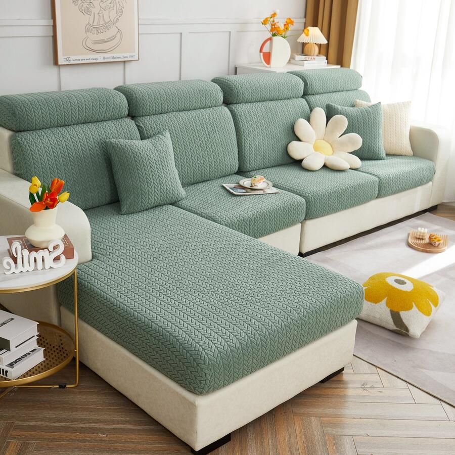 FancySofas Bankhoes Rustic Zitkussenhoes Machinewasbaar & Stretchy Bankhoezen voor Hoekbank Hondendeken bank Hondenkleed Bankbeschermer Zetelhoes Zetelovertrek Sofa Cover 30 Dagen Risicoloos Uitproberen Olive Green - Foto 2