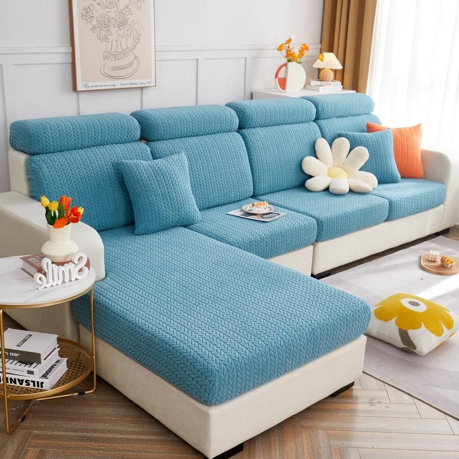 FancySofas Bankhoes Rustic Rugkussenhoes Machinewasbaar & Stretchy Bankhoezen voor Hoekbank Hondendeken bank Hondenkleed Bankbeschermer Zetelhoes Zetelovertrek Sofa Cover 30 Dagen Risicoloos Uitproberen Coral Blue - Foto 2