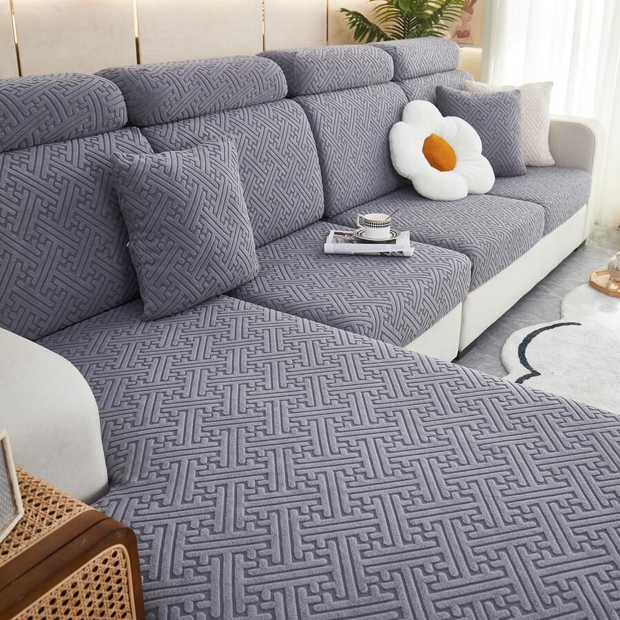 FancySofas Bankhoes Urban Sierkussen Machinewasbaar & Stretchy Bankhoezen voor Hoekbank Kussens Hondendeken bank Hondenkleed Bankbeschermer Zetelhoes 30 Dagen Gratis Uitproberen Graphite Grey