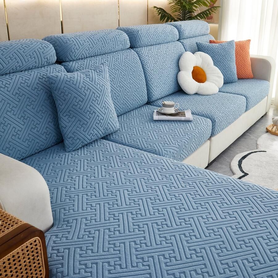 FancySofas Bankhoes Urban Zitkussenhoes Machinewasbaar & Stretchy Bankhoezen voor Hoekbank Hondendeken bank Hondenkleed Bankbeschermer Zetelhoes Zetelovertrek Sofa Cover 30 Dagen Risicoloos Uitproberen Sky Blue - Foto 2