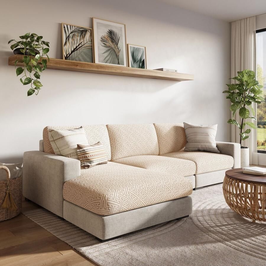 FancySofas Bankhoes Urban Zitkussenhoes Machinewasbaar & Stretchy Bankhoezen voor Hoekbank Hondendeken bank Hondenkleed Bankbeschermer Zetelhoes Zetelovertrek Sofa Cover 30 Dagen Risicoloos Uitproberen Ivory Beige