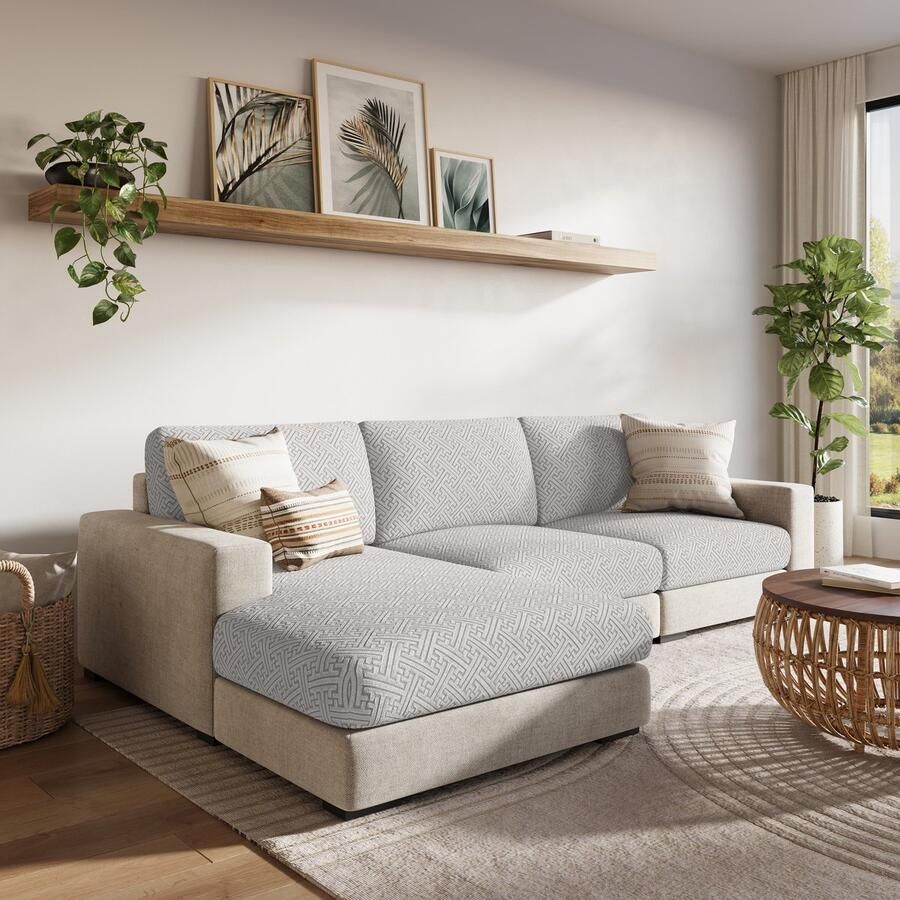 FancySofas Bankhoes Urban Zitkussenhoes Machinewasbaar & Stretchy Bankhoezen voor Hoekbank Hondendeken bank Hondenkleed Bankbeschermer Zetelhoes Zetelovertrek Sofa Cover 30 Dagen Risicoloos Uitproberen Steel Grey