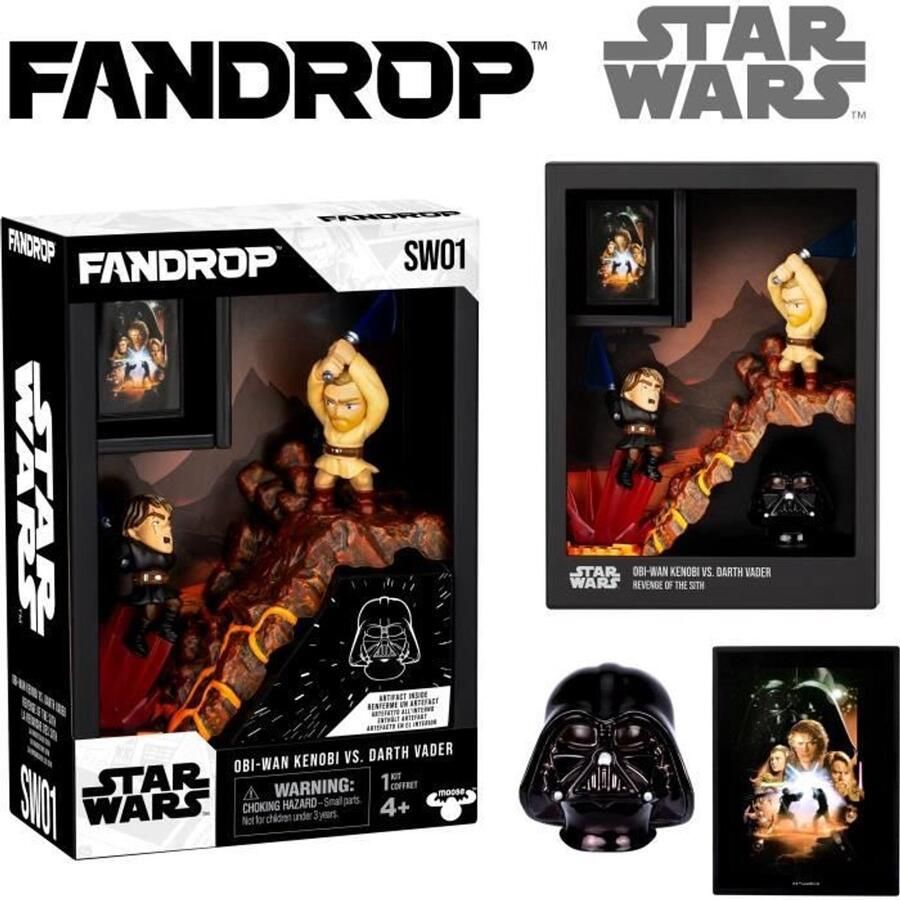 FANDROP Figurine x STAR WARS Obi-Wan vs Anakin Vitrine met cultscène + miniposter 18 cm