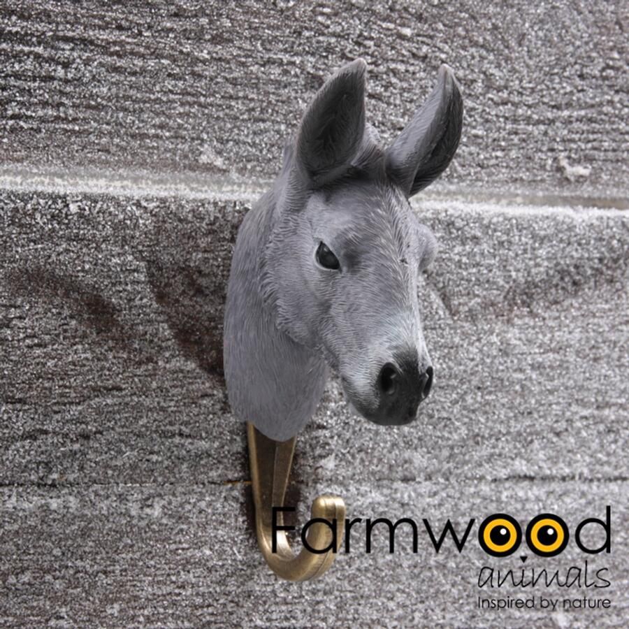 Farmwood Animals HOOK'D (kinder) kapstokhaak ophanghaak : ezel afm. 6 5 x 4 5 x 13 cm FW0103