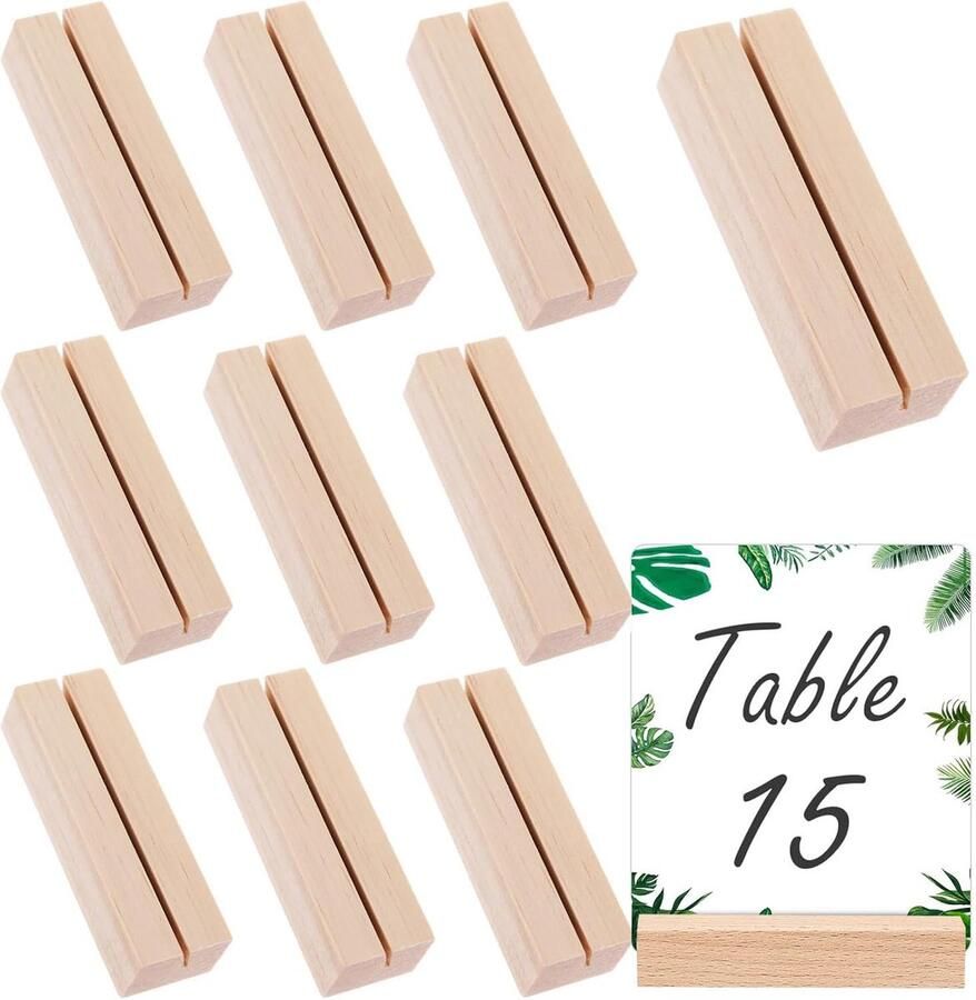 Farnirvana 10 stuks kaarthouders hout plaatskaarthouders hout kaarthouders tafel menukaarthouder kaartenstandaard ansichtkaarthouder voor bruiloften restaurants banketten feesten