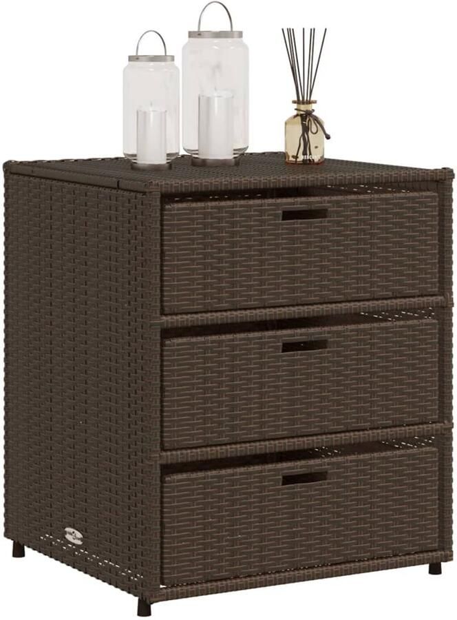 Fashionera FIONERA Tuinkast 55x59x69 cm poly rattan bruin