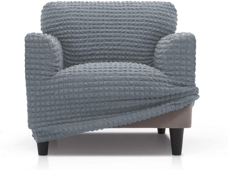 FAVERTI Superelastische fauteuilhoes universeel van 70 tot 110 cm model BUFALI Lichtgrijs Ideale hoes voor elk type fauteuil. Kwaliteitsbescherming gemaakt van 3D-jacquardstof voelt aan