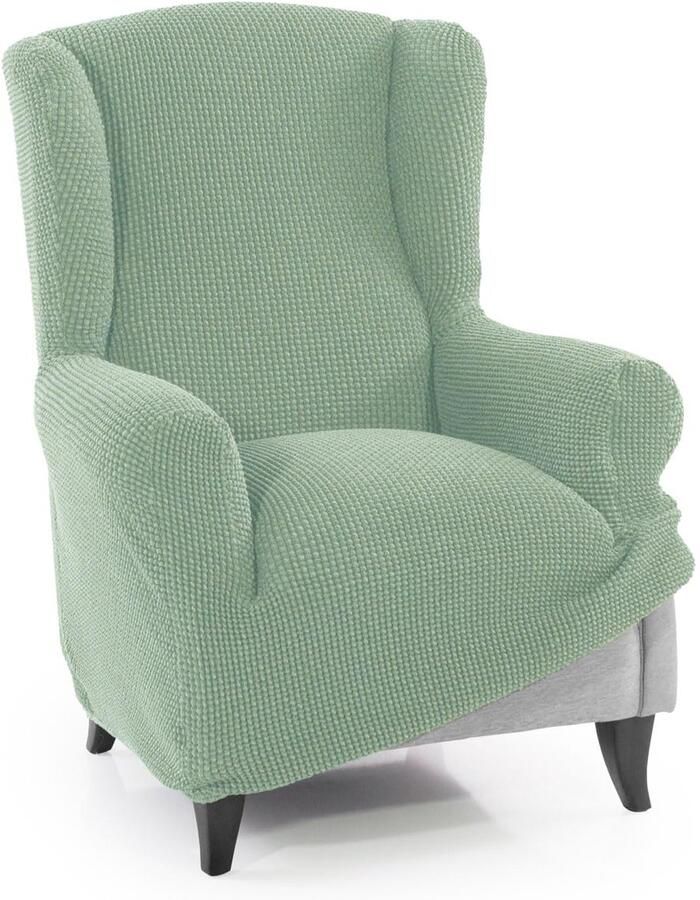 FAVERTI Superelastische fauteuilhoes voor oorfauteuil 1-zits 70 tot 100 cm model Novelle turquoise hoogwaardige bescherming van jacquardstof katoengevoel oorstoelbeschermer