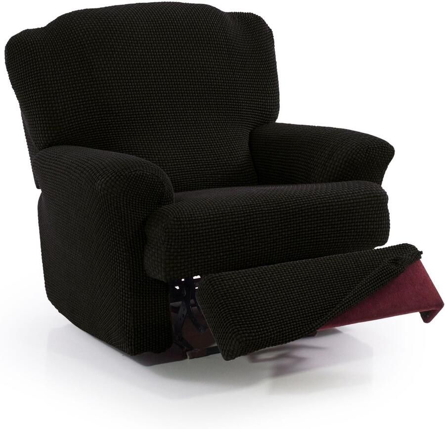 FAVERTI Superelastische hoes voor fauteuils van 70 tot 90 cm Modelnovelle Zwart Hoes voor loungestoelen met losse poten Hoogwaardige bescherming van jacquardstof met katoenen look