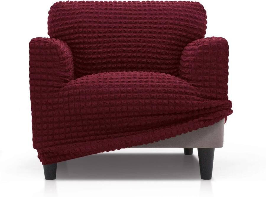 FAVERTI Superelastische universele fauteuilhoes van 70 tot 110 cm Model BUFALI Bordeaux Ideale hoes voor elk type fauteuil. Kwaliteitsbescherming gemaakt van 3D-jacquardstof en katoen