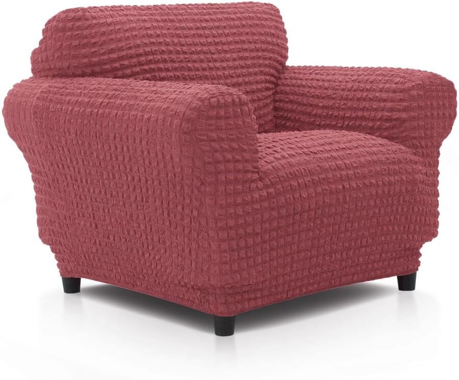 FAVERTI Superelastische universele fauteuilhoes van 70 tot 110 cm Model BUFALI Koraal Ideale hoes voor elk type fauteuil. Kwaliteitsbescherming gemaakt van 3D-jacquardstof en katoen