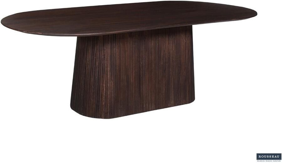 Rousseau Miguel Ovale Eettafel 230cm Donkerbruin Massief Magnolia Hout Structuur en Bovenblad