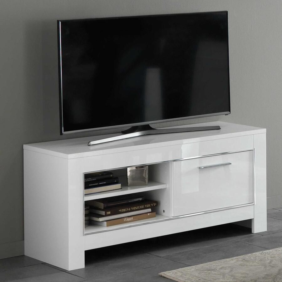 Alcos TV Meubel Tv-meubel Modena 112cm Wit; Grijs; Betonlook
