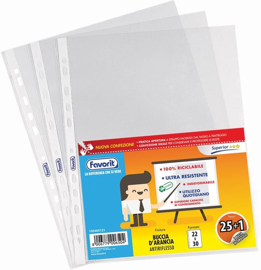 FAVORIT 400083624 sheet protector 220 x 300 mm Polypropyleen (PP) 26 stuk(s)