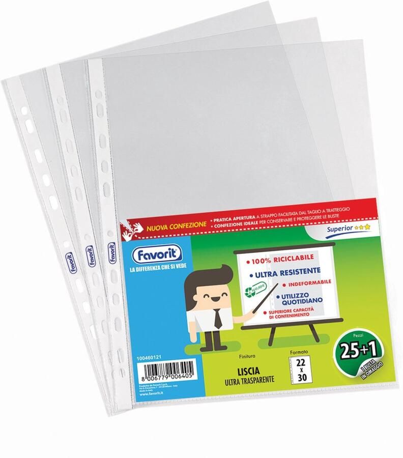 FAVORIT 400083625 sheet protector 220 x 300 mm Polypropyleen (PP) 26 stuk(s)