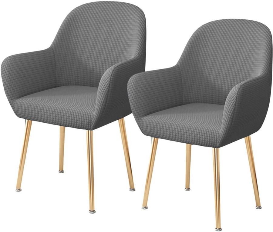 Favson Stoelbekleding Jacquard Stoelhoezen Elastische Rand Gebogen Rugleuning 1 Stuks Eetkamerstoel grijs