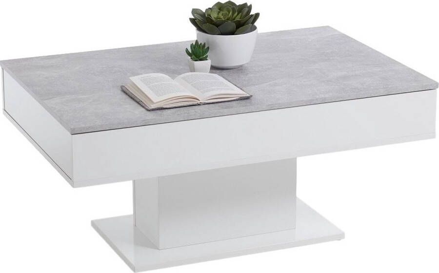 Fd Furniture Salontafel Avola 100 cm breed in grijs beton met wit